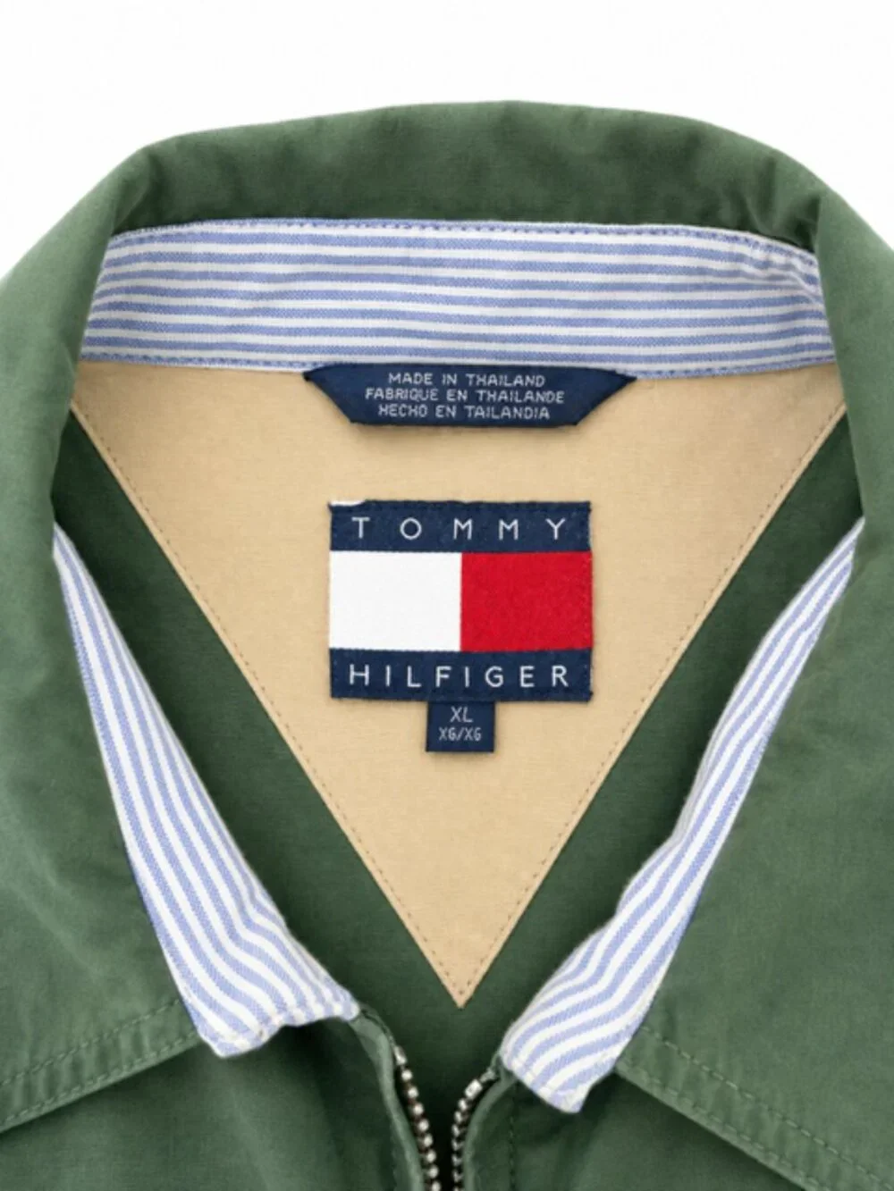 Tommy Hilfiger Vintage Green Harrington Jacket Men’s XL Flag Logo